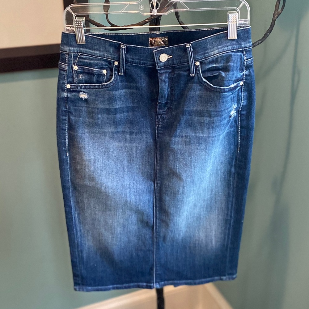 Mother Peg Slit Denim Skirt